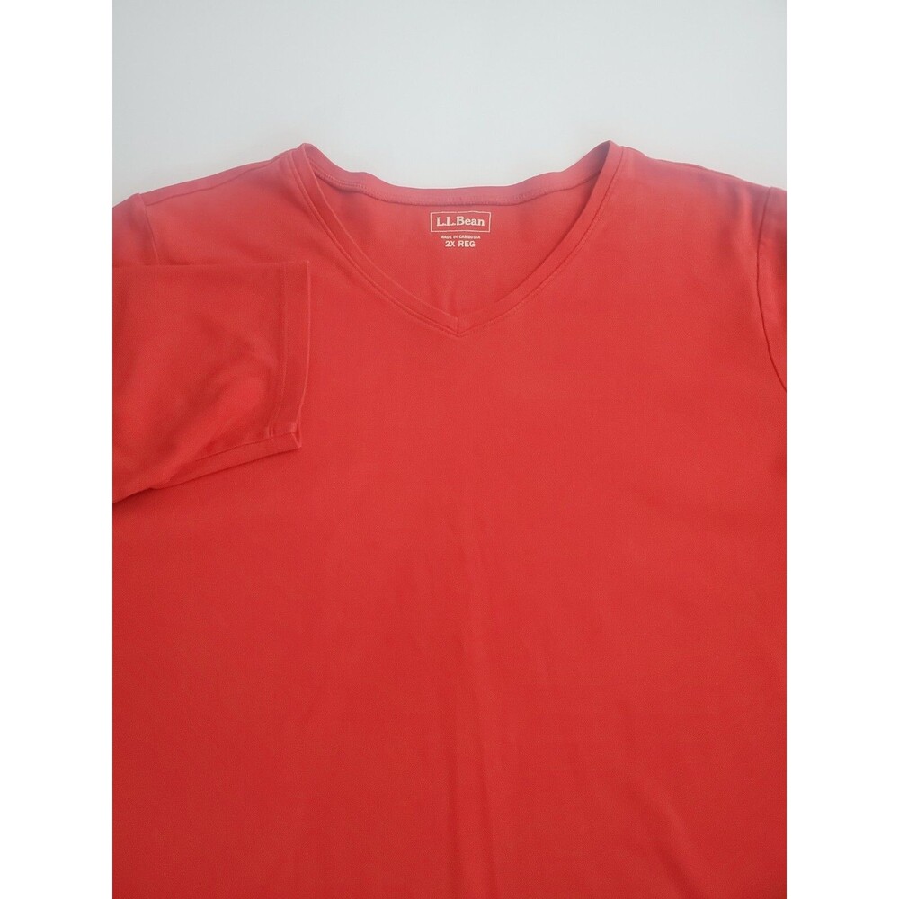 L.L. Bean Women's 3/4 Sleeve V-Neck Blouse, Red, 2X
